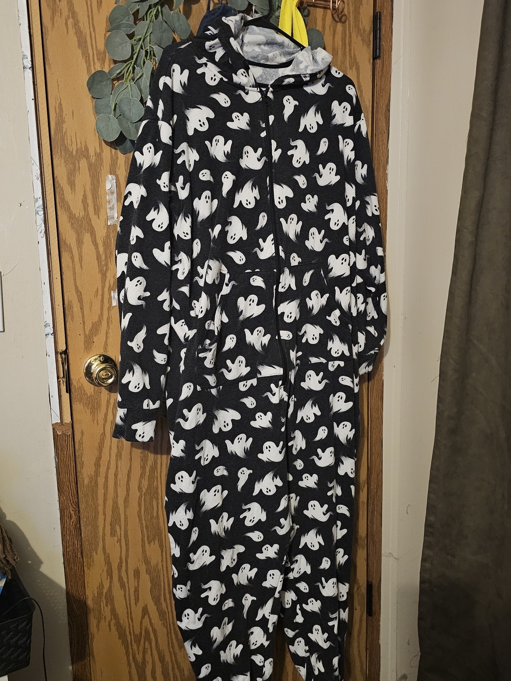 Torrid Black and White Ghost-Print Hooded Onesie